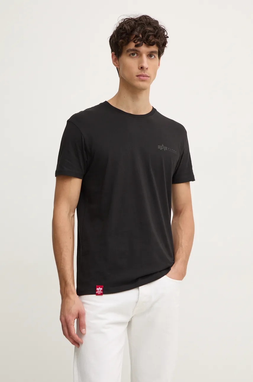 

Памучна тениска Alpha Industries в черно с принт 138505, Черен