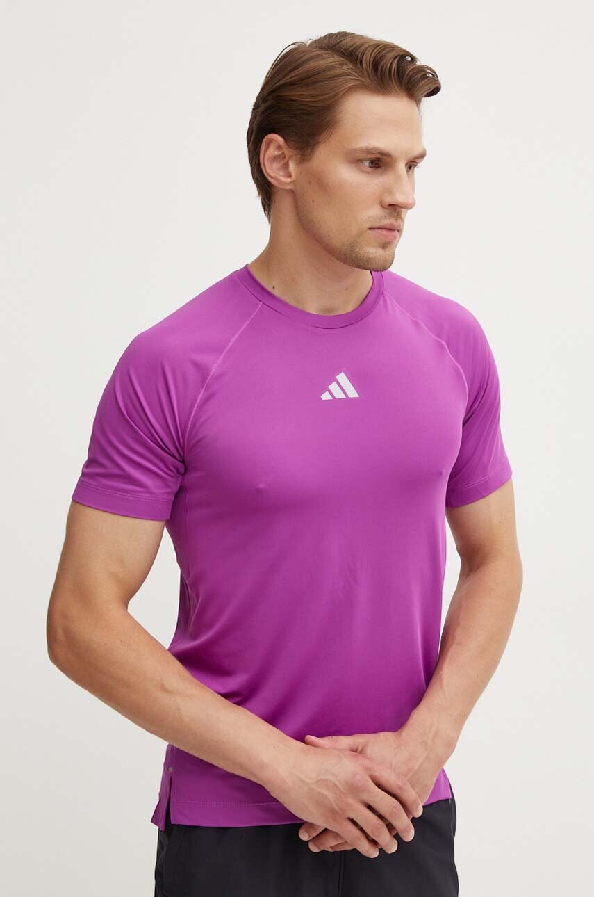 adidas Performance tricou de antrenament Gym+ culoarea violet, neted, IW8372