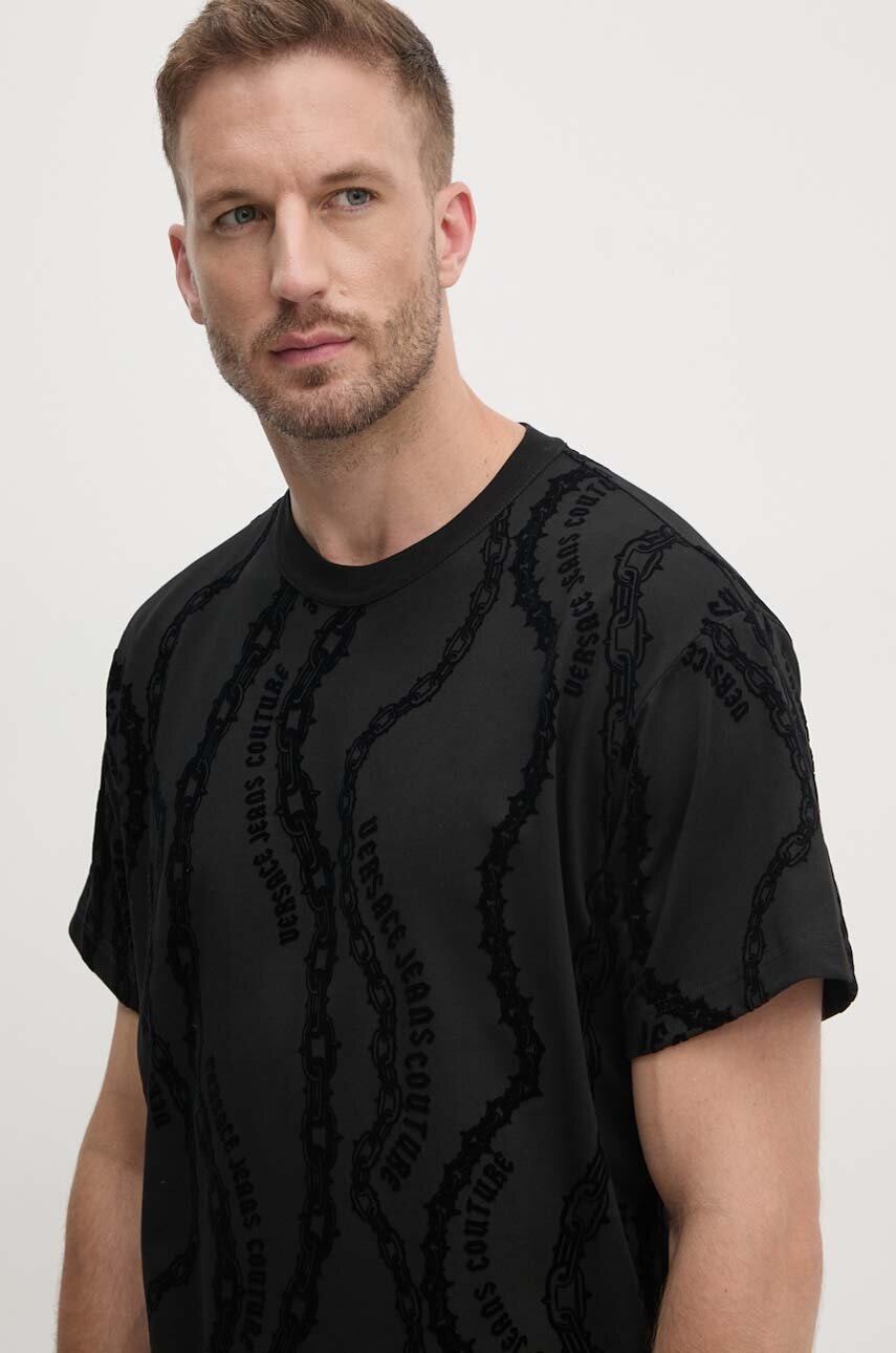 Versace Jeans Couture tricou din bumbac barbati, culoarea negru, modelator, 77GAH6R0 JS415