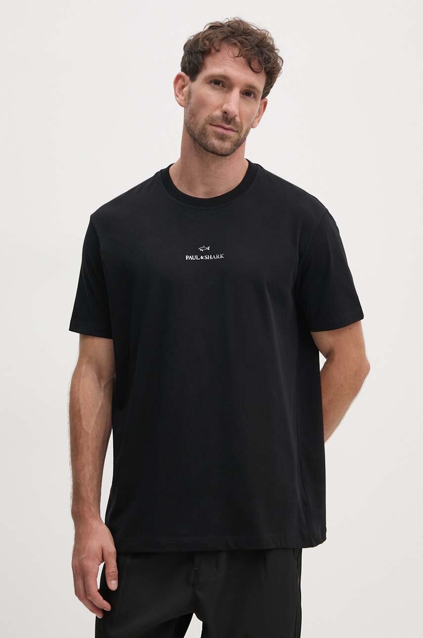 Paul&Shark tricou din bumbac barbati, culoarea negru, cu imprimeu, 14311646