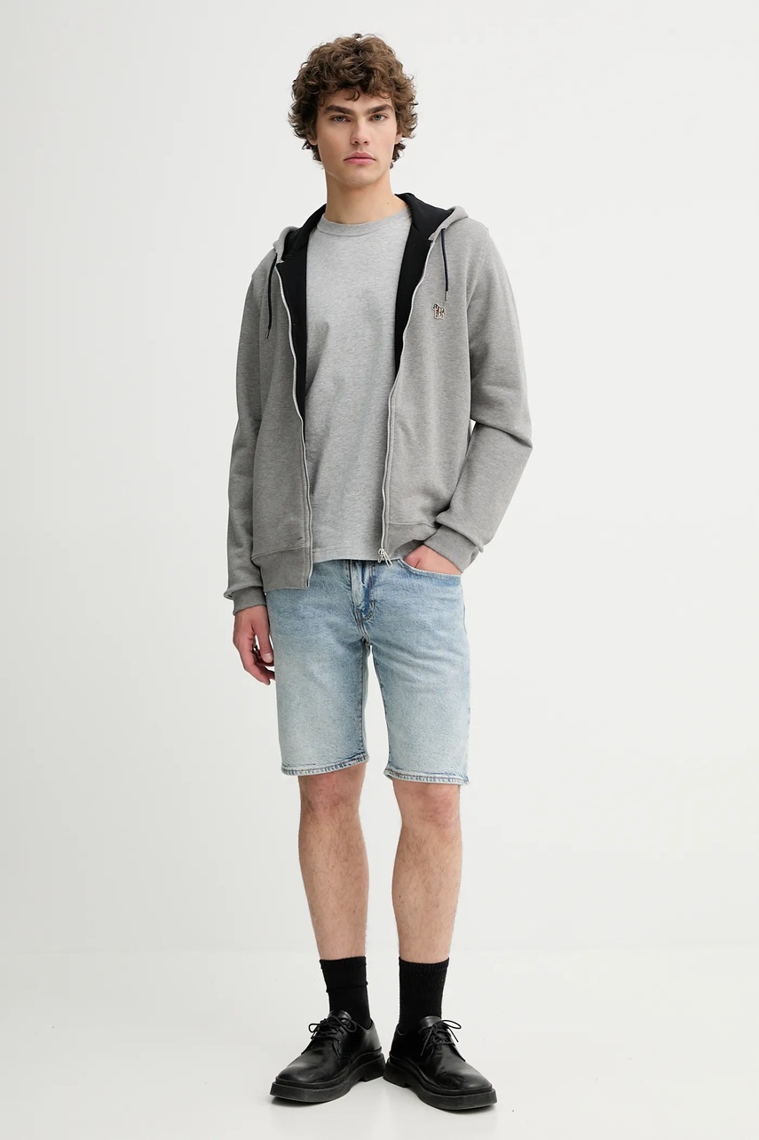 Хлопковая футболка PS Paul Smith цвет серый однотонная M2R.011R.KZEBRA