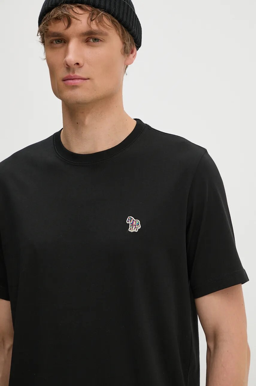 PS Paul Smith tricou din bumbac barbati, culoarea negru, neted, M2R.011R.KZEBRA