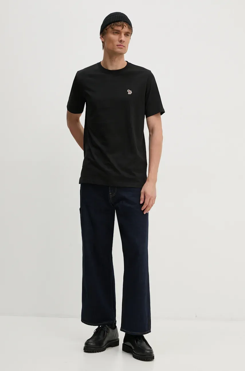 Хлопковая футболка PS Paul Smith мужская цвет чёрный однотонная M2R.011R.KZEBRA Хлопковая футболка PS Paul Smith мужская цвет чёрный однотонная M2R.011R.KZEBRA