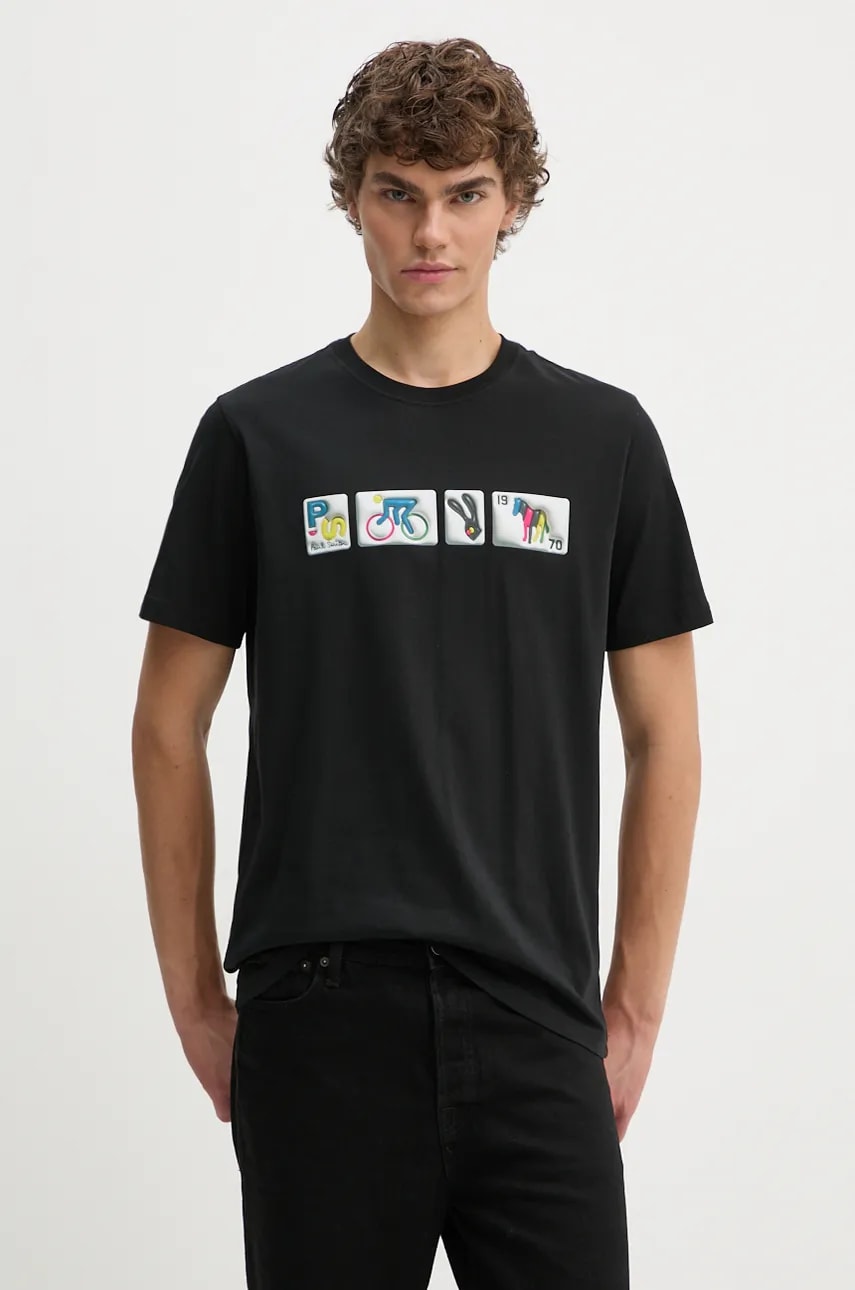 Levně Bavlněné tričko PS Paul Smith černá barva, s potiskem, M2R.011R.NP4805
