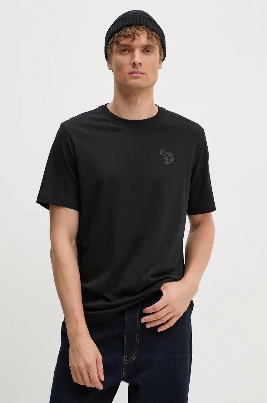 PS Paul Smith tricou din bumbac barbati, culoarea negru, cu imprimeu, M2R.011R.NP4814