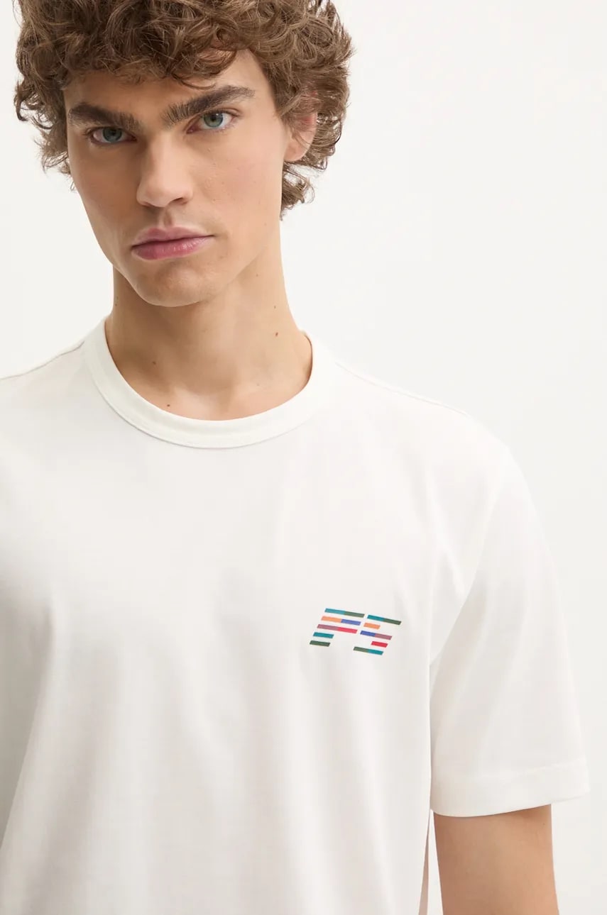 PS Paul Smith tricou barbati, culoarea bej, cu imprimeu, M2R.090Z.NP4822