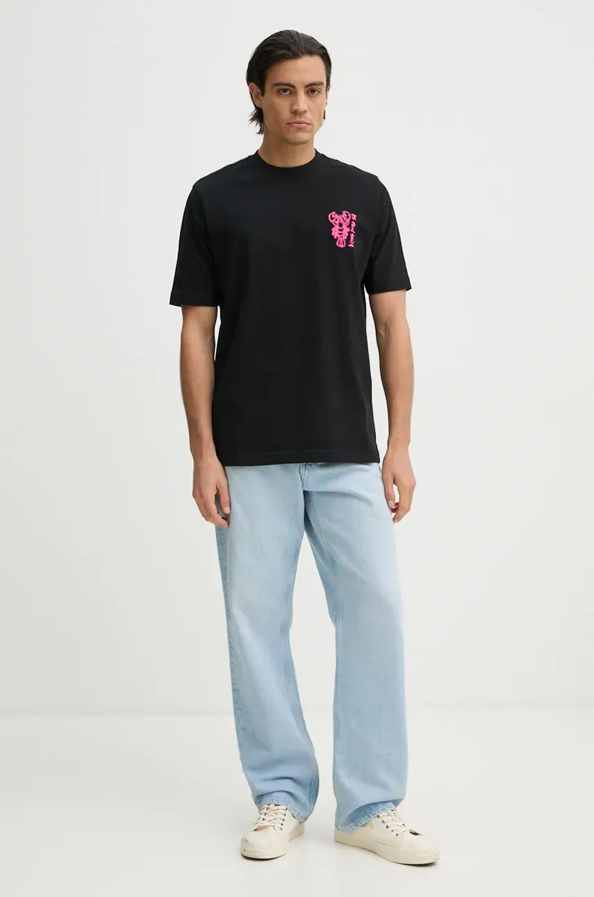 Хлопковая футболка PS Paul Smith мужская цвет чёрный с аппликацией M2R.965X.NP4823 Хлопковая футболка PS Paul Smith мужская цвет чёрный с аппликацией M2R.965X.NP4823