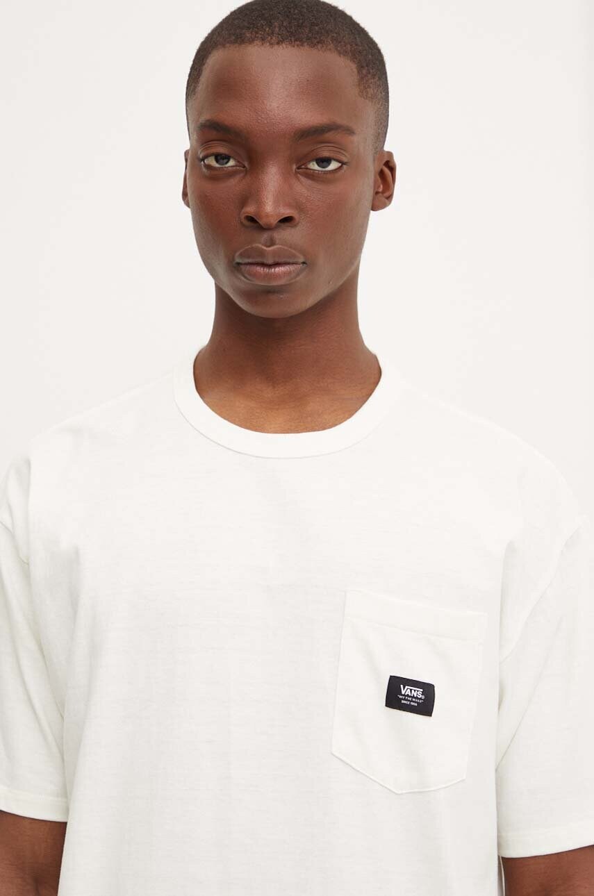 Vans tricou din bumbac barbati, culoarea bej, neted, VN000G3YFS81