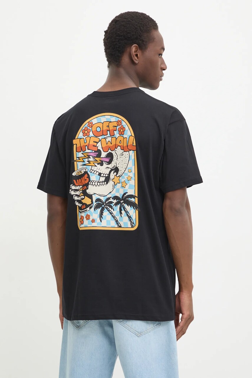 Vans tricou din bumbac barbati, culoarea negru, cu imprimeu, VN000KHRBLK1