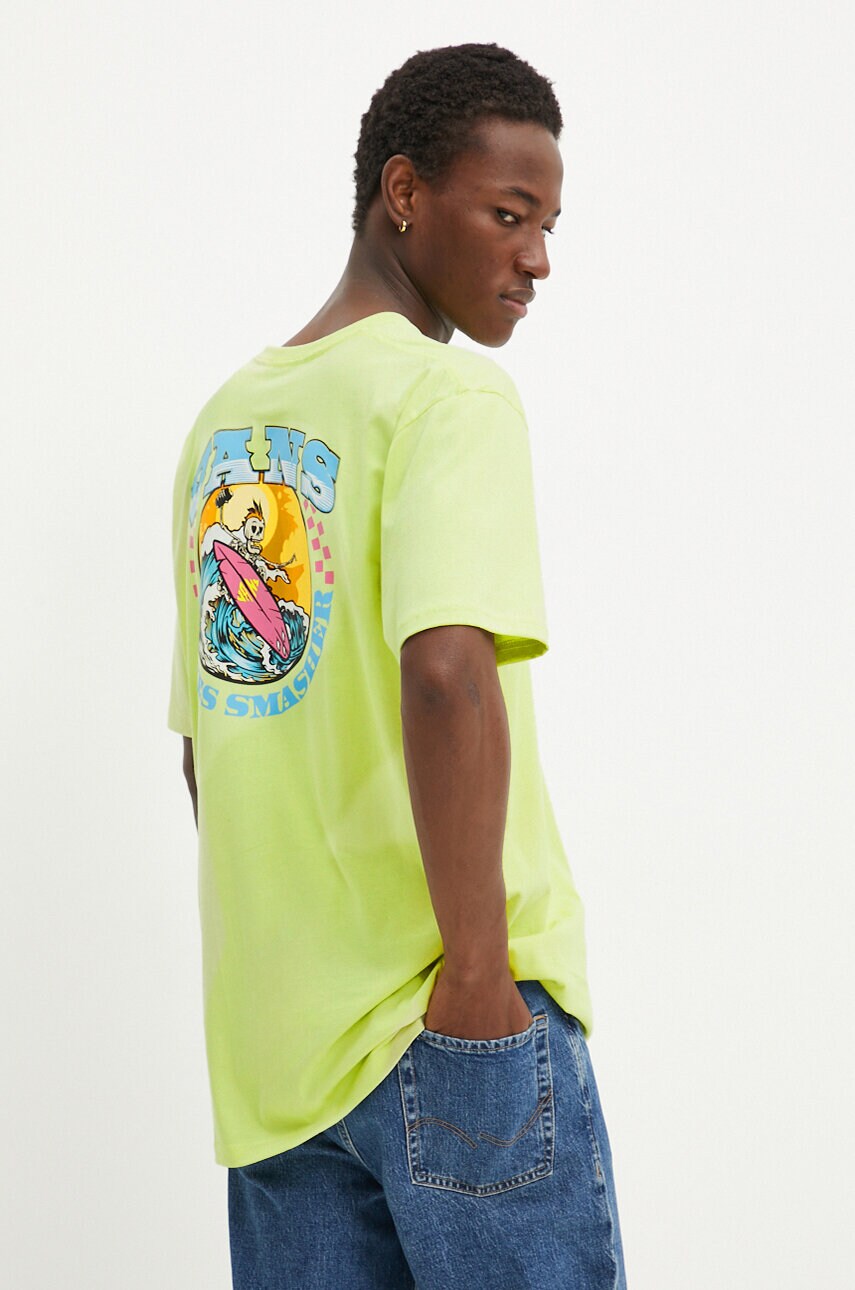 Vans tricou barbati, culoarea verde, cu imprimeu, VN000KHTDAC1
