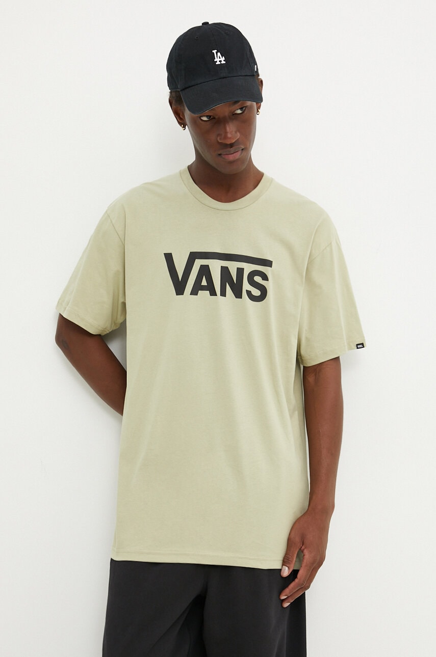 Vans tricou din bumbac barbati, culoarea verde, cu imprimeu, VN000GGGDAU1 Vans tricou din bumbac barbati, culoarea verde, cu imprimeu, VN000GGGDAU1