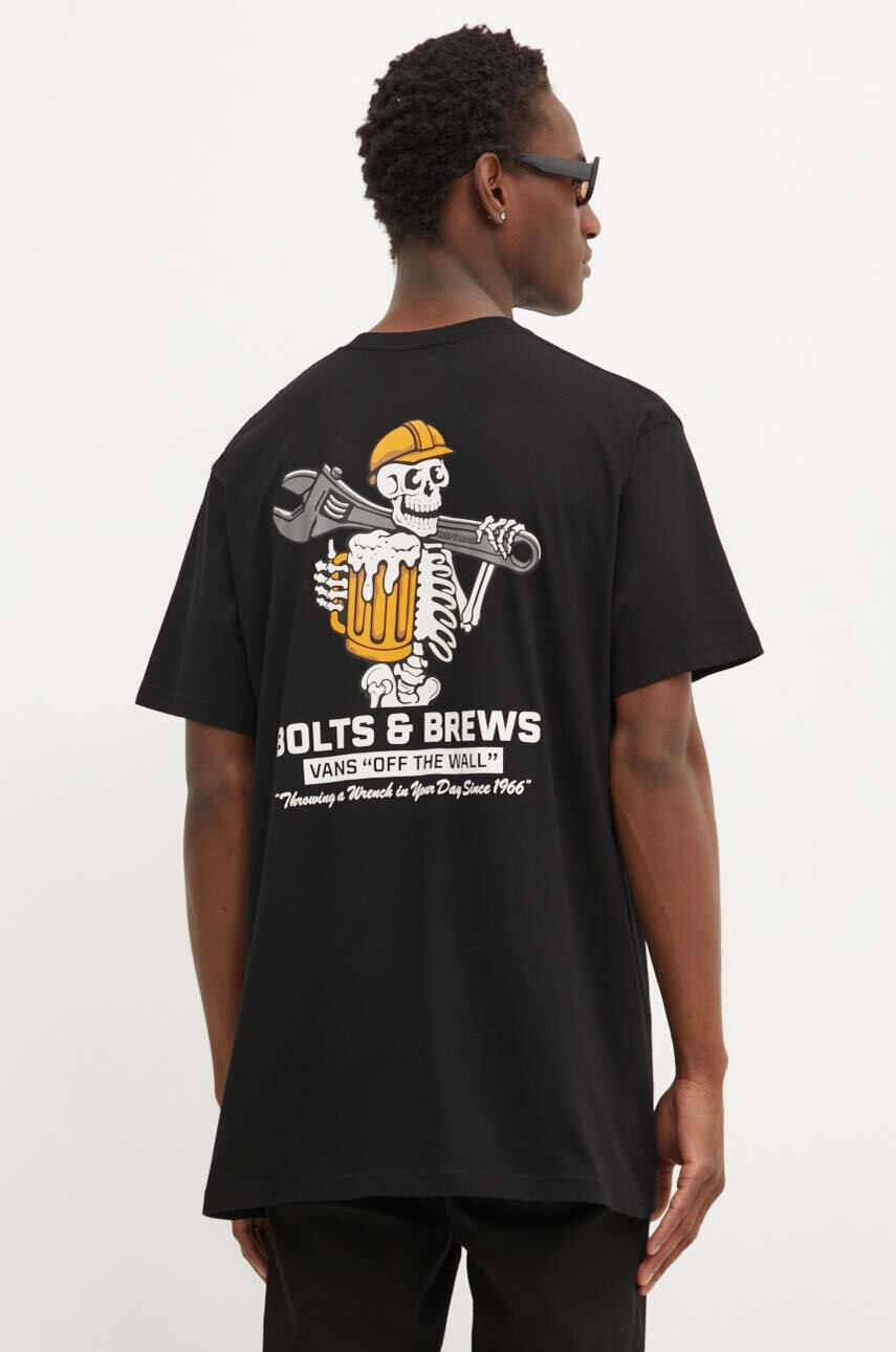 

Памучна тениска Vans в черно с принт VN000J4CBLK1, Черен