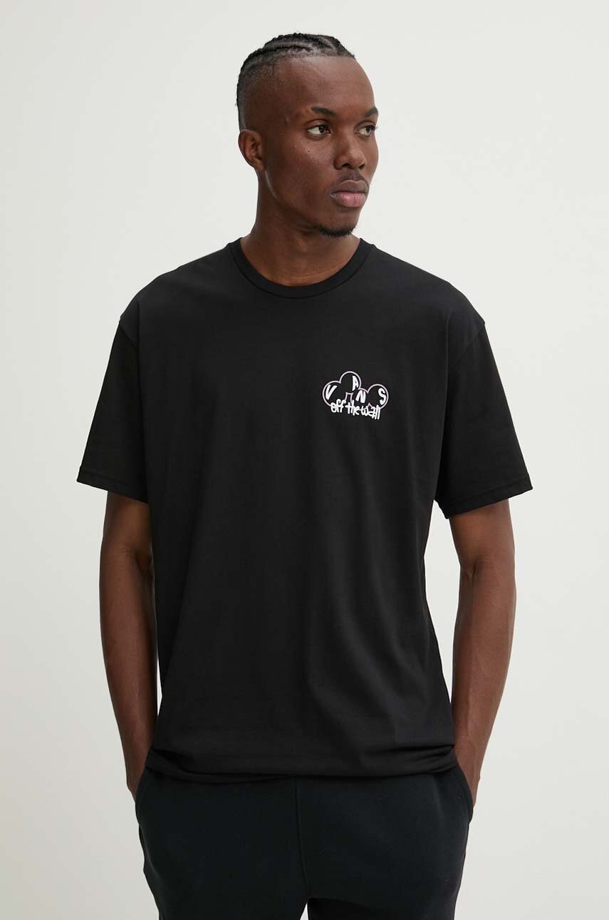 Vans tricou din bumbac barbati, culoarea negru, cu imprimeu, VN000HG2BLK1 Vans tricou din bumbac barbati, culoarea negru, cu imprimeu, VN000HG2BLK1