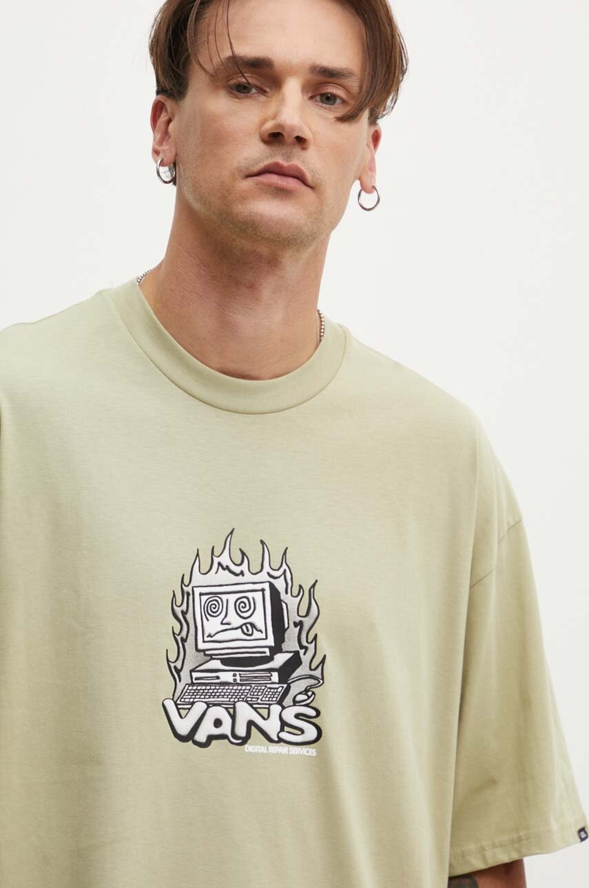 

Памучна тениска Vans в зелено с принт VN000HFKD3Z1, Зелен