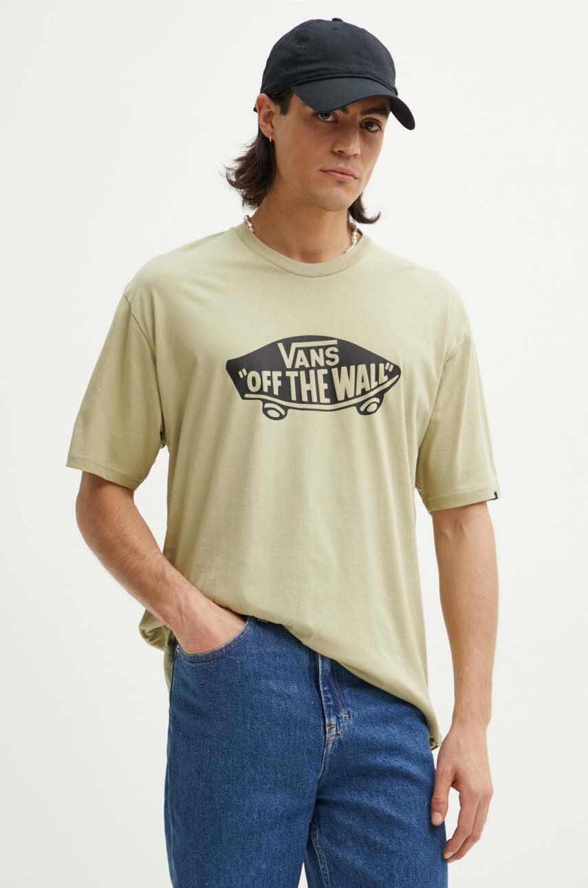 Vans tricou din bumbac barbati, culoarea verde, cu imprimeu, VN00004XD3Z1