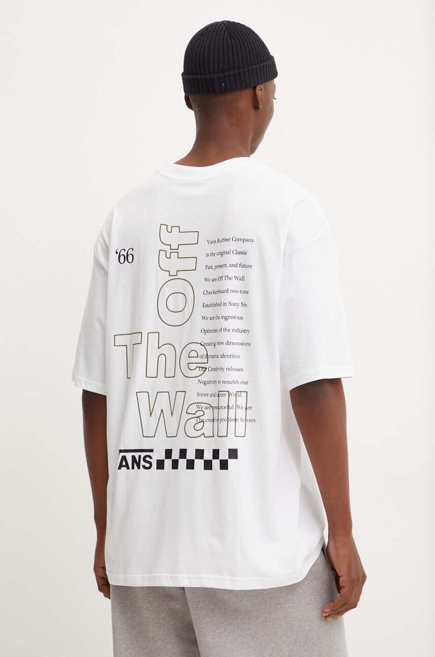 Vans tricou din bumbac barbati, culoarea alb, cu imprimeu, VN000HFTWHT1 Vans tricou din bumbac barbati, culoarea alb, cu imprimeu, VN000HFTWHT1