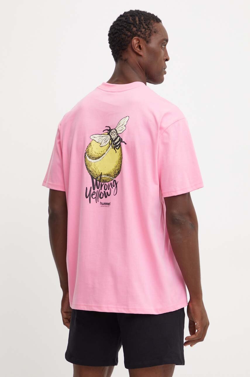 

Памучна тениска Hummel Hummel x Peanuts в розово с принт 226083, Розов