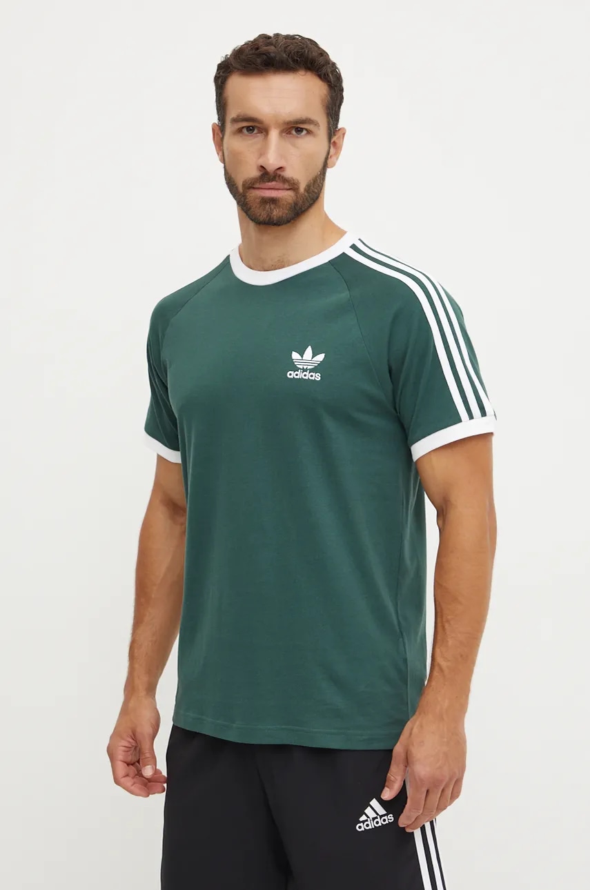 adidas Originals tricou din bumbac barbati, culoarea verde, cu imprimeu, IY8720