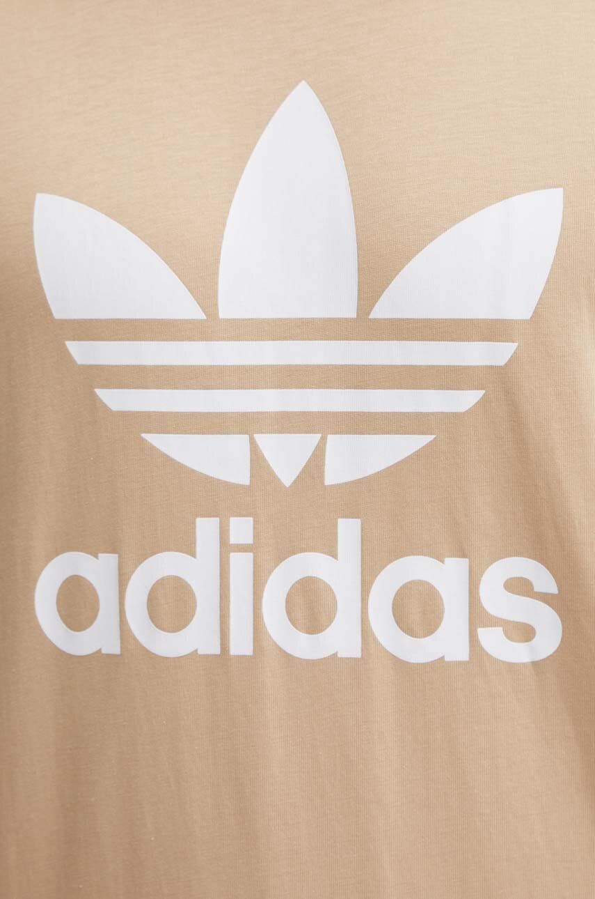 Pamučna Majica Adidas Originals Za Muškarce, Boja: Bež, S Tiskom, IZ2351