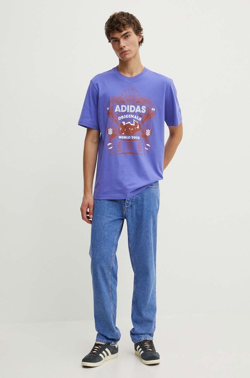 Βαμβακερό μπλουζάκι adidas Originals ανδρικό, χρώμα: μοβ, IZ2584 φωτογραφία