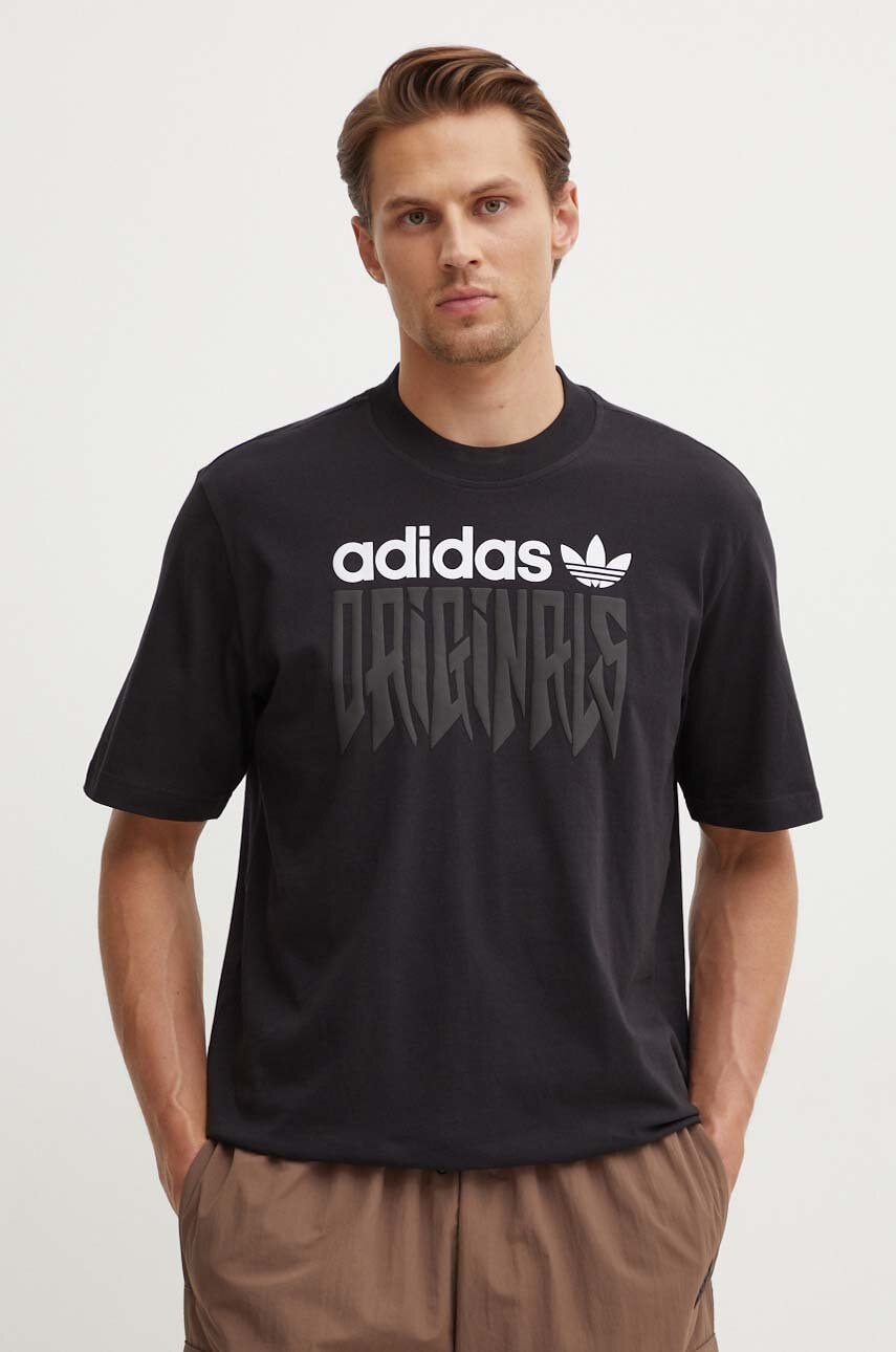 adidas Originals tricou din bumbac barbati, culoarea negru, cu imprimeu, IZ4831 adidas Originals tricou din bumbac barbati, culoarea negru, cu imprimeu, IZ4831