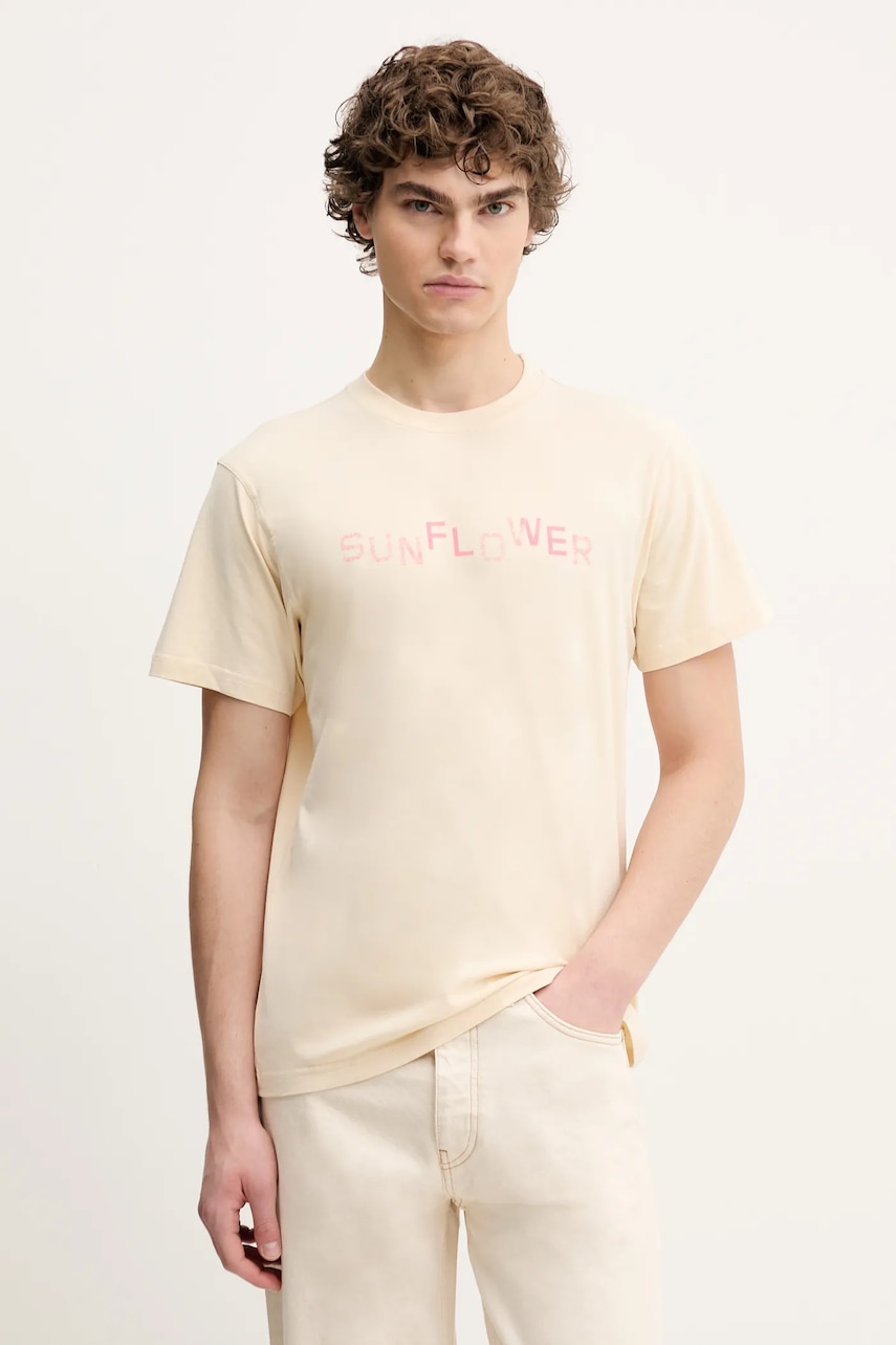 Sunflower tricou din bumbac barbati, culoarea alb, cu imprimeu, 2038.