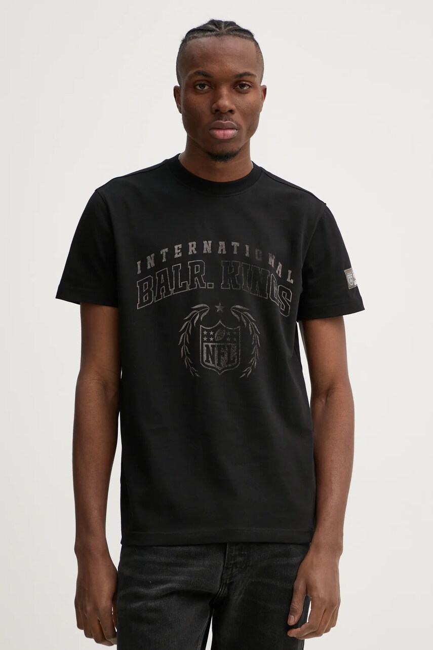 BALR. tricou din bumbac NFL x BALR. barbati, culoarea negru, modelator, B1112 1277