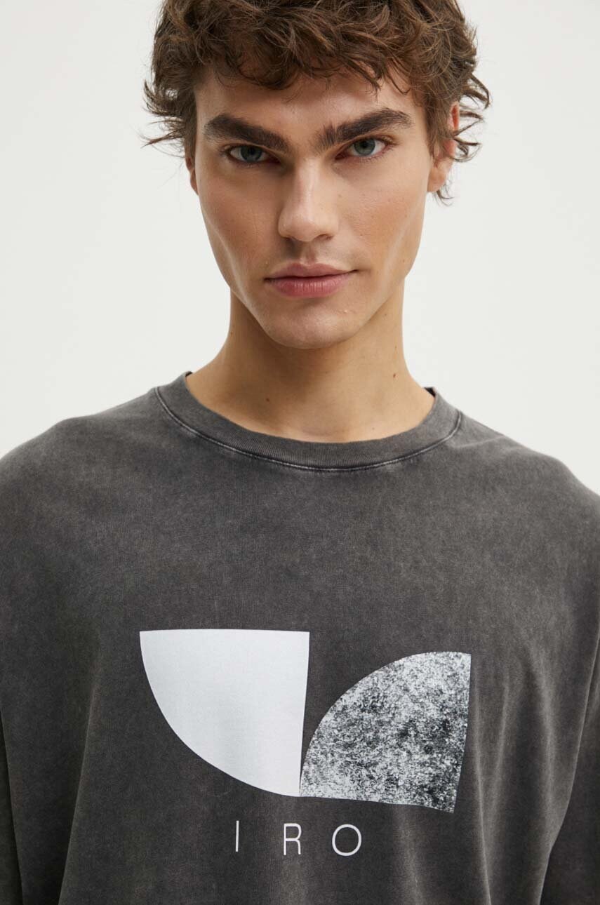 IRO tricou din bumbac barbati, culoarea gri, cu imprimeu, MP19OURI