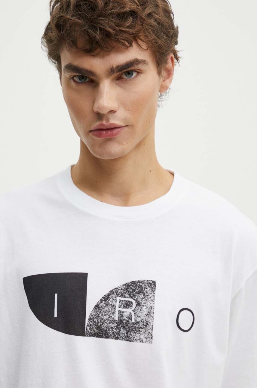 IRO tricou din bumbac barbati, culoarea alb, cu imprimeu, MP19KAMO