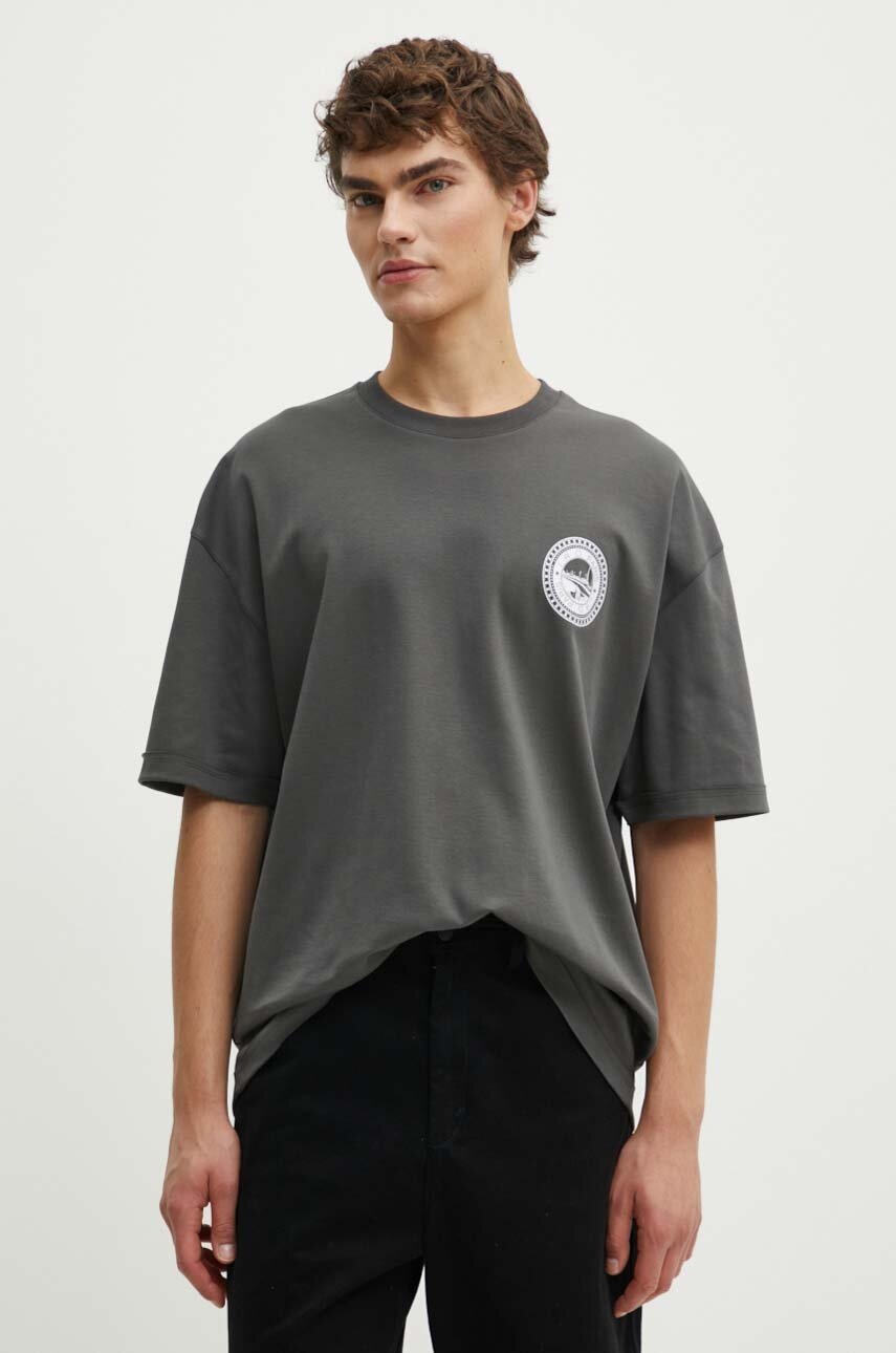 Βαμβακερό μπλουζάκι IRO ανδρικό, χρώμα: γκρι, MP19AUBIN φωτογραφία