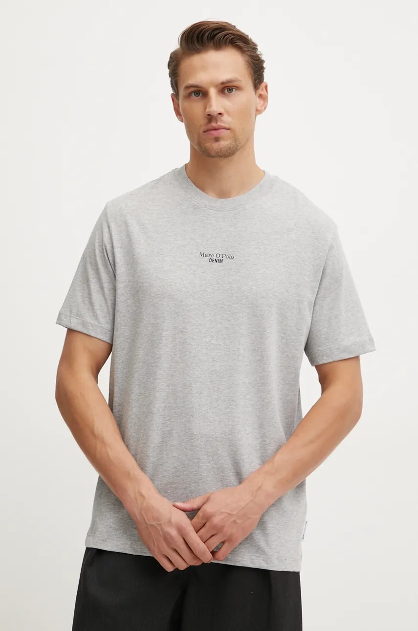 Marc O'Polo tricou din bumbac DENIM barbati, culoarea gri, cu imprimeu, 5000005125 Marc O'Polo tricou din bumbac DENIM barbati, culoarea gri, cu imprimeu, 5000005125