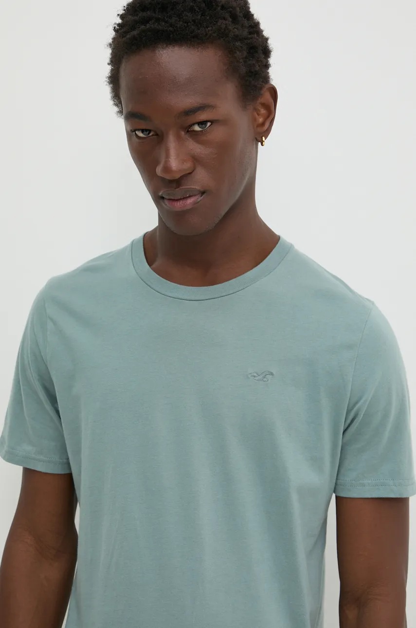 

Памучна тениска Hollister Co. в тюркоазено с изчистен дизайн KI324-4148, Тюркоазен