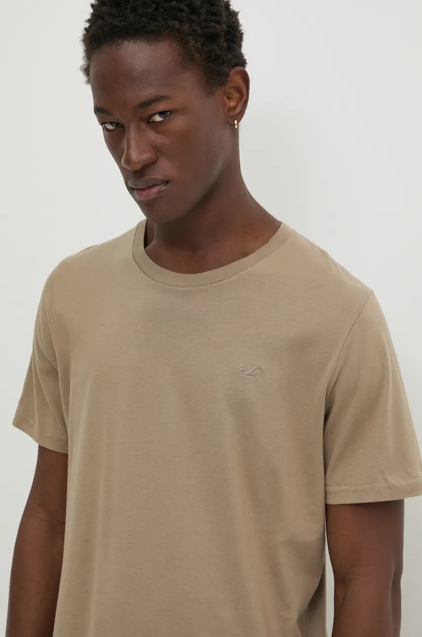 

Памучна тениска Hollister Co. в кафяво с изчистен дизайн KI324-4149, Кафяв