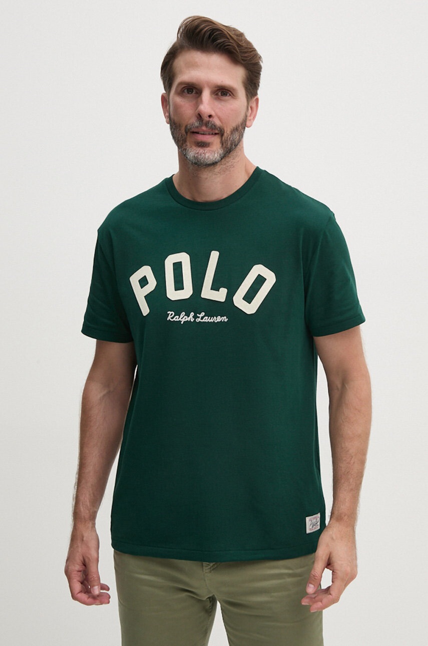 

Памучна тениска Polo Ralph Lauren в зелено с апликация 710952043, Зелен