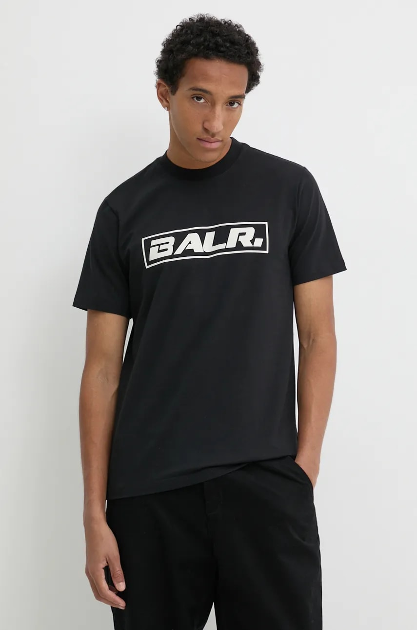 BALR. tricou din bumbac The Club barbati, culoarea negru, cu imprimeu, B1112 1266 BALR. tricou din bumbac The Club barbati, culoarea negru, cu imprimeu, B1112 1266