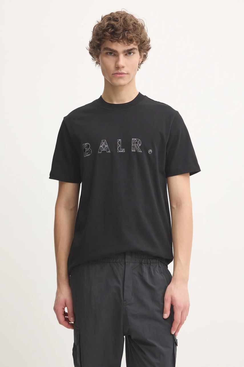 

Памучна тениска BALR. в черно с апликация B1112 1267, Черен
