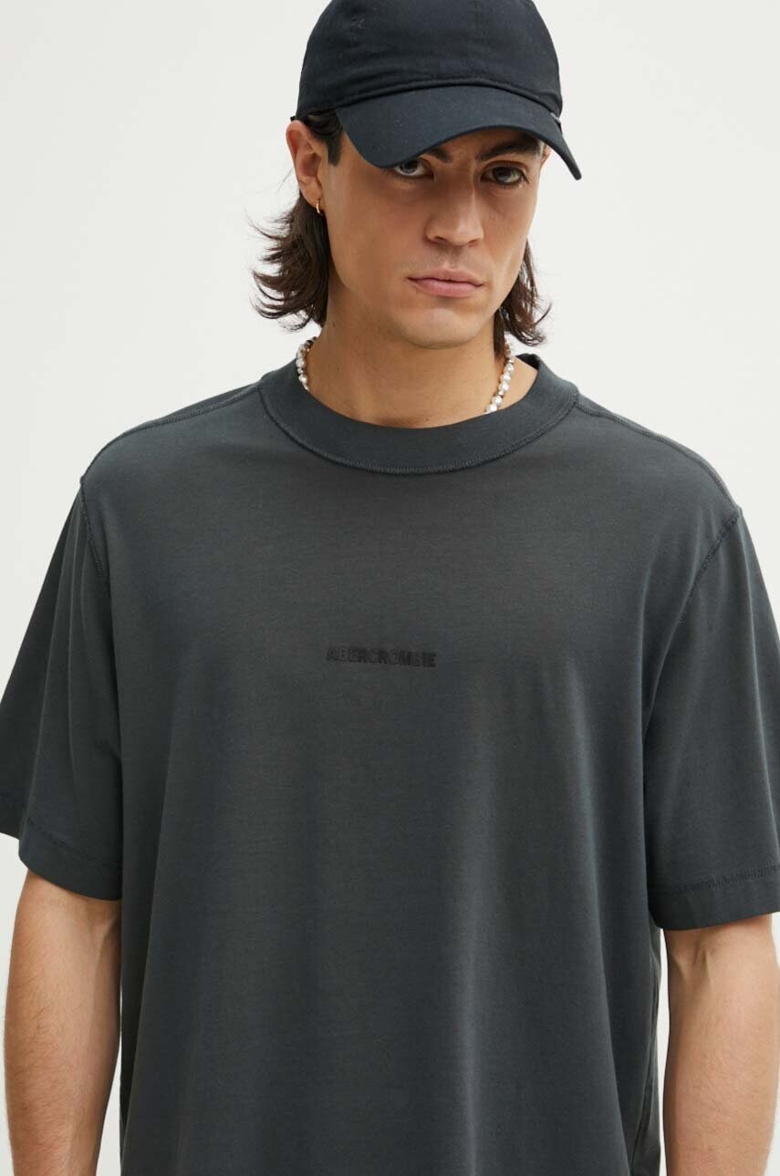 Abercrombie & Fitch tricou din bumbac barbati, culoarea verde, cu imprimeu, KI123-1037