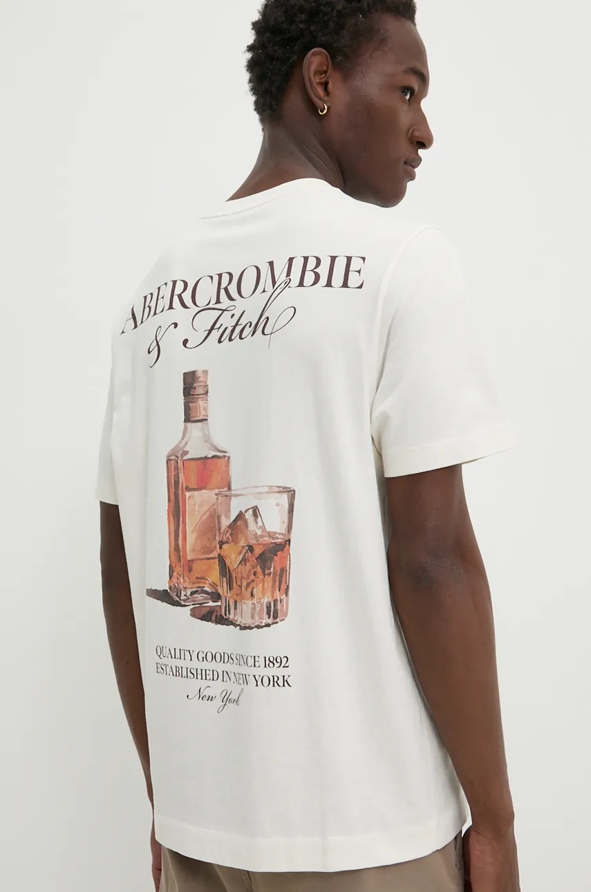 

Памучна тениска Abercrombie & Fitch в бежово с принт KI123-4151, Бежов
