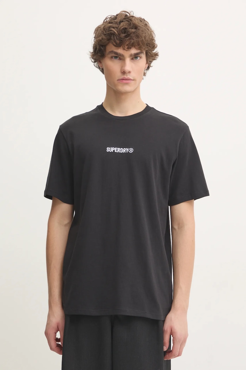 Superdry tricou din bumbac barbati, culoarea negru, cu imprimeu, M1012028A-02A