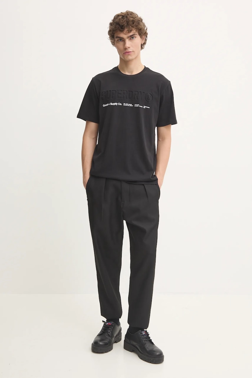 Хлопковая футболка Superdry мужская цвет чёрный с принтом M1012029A-02A Хлопковая футболка Superdry мужская цвет чёрный с принтом M1012029A-02A