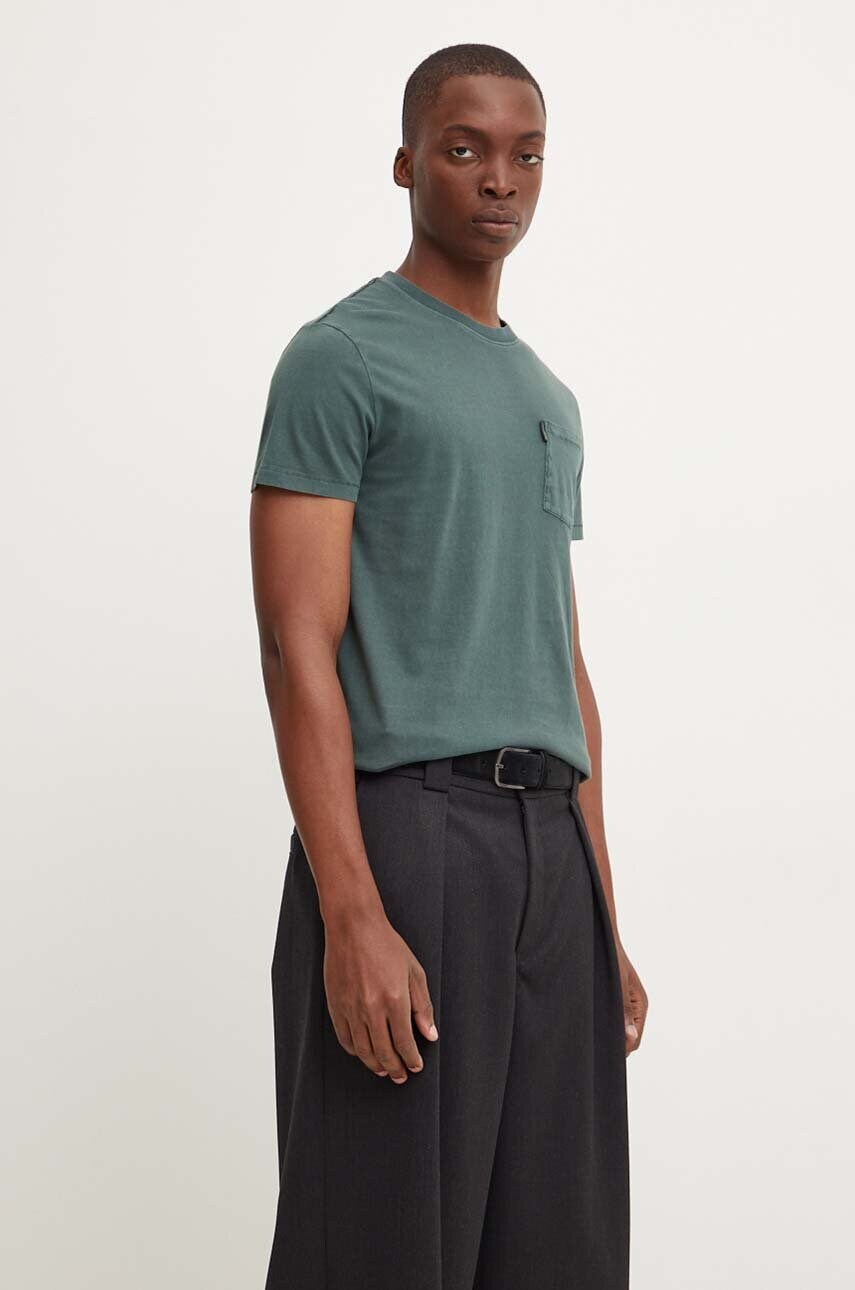 Superdry tricou din bumbac barbati, culoarea verde, neted, M1012037A-C6V