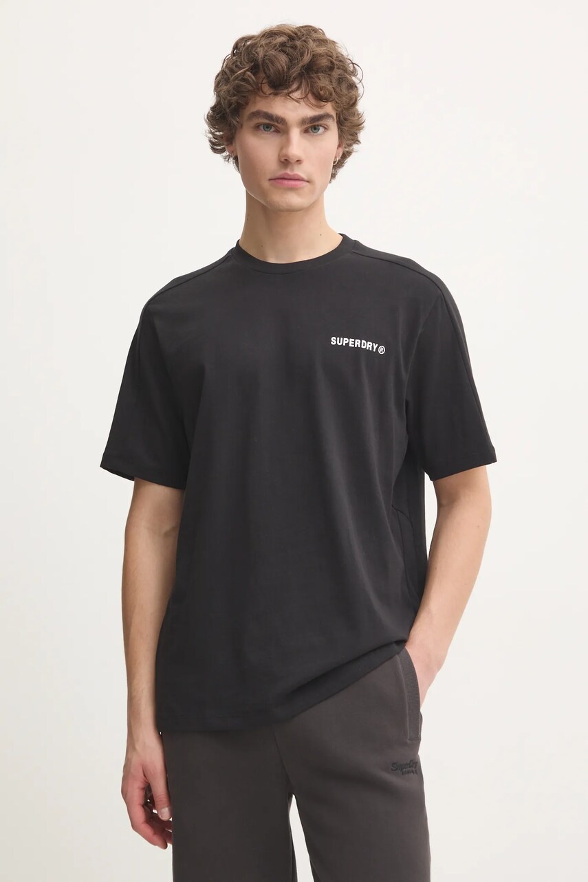 Superdry tricou din bumbac barbati, culoarea negru, cu imprimeu, M1012083A-02A