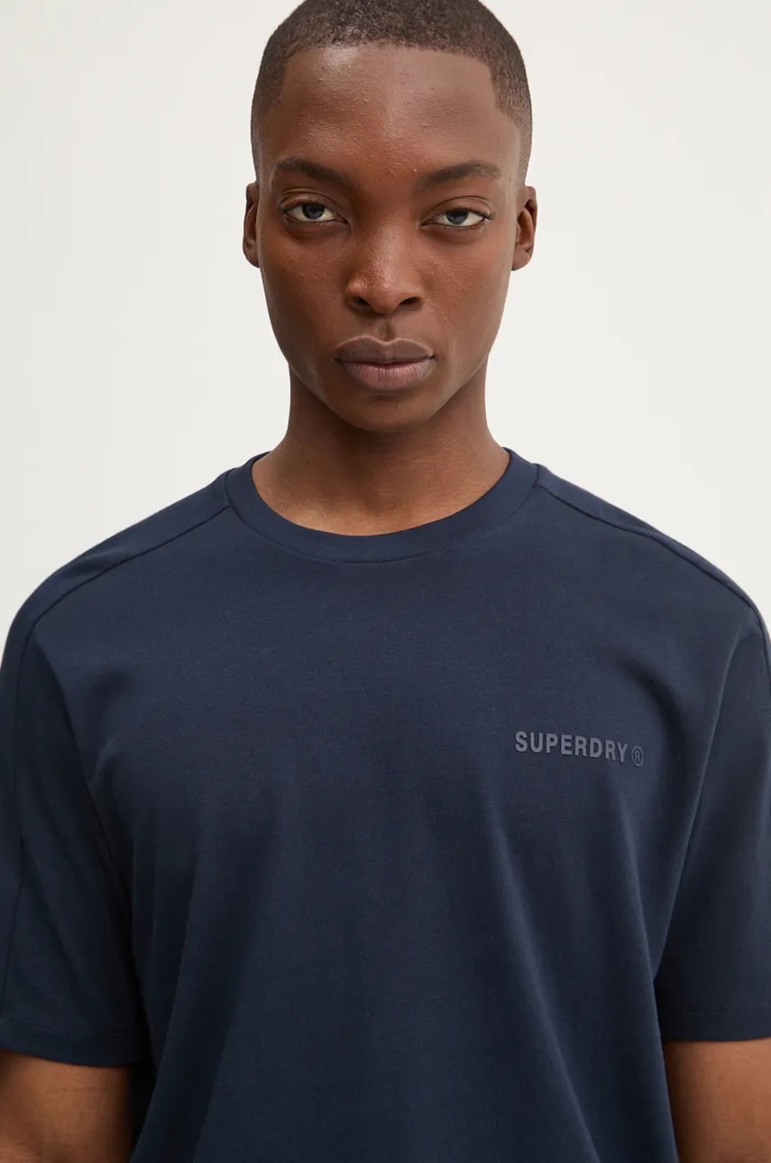 Superdry tricou din bumbac barbati, culoarea albastru marin, cu imprimeu, M1012083A-JKE