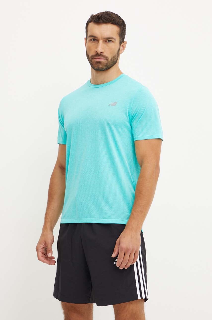 New Balance tricou de antrenament culoarea verde, melanj, MT41253CYJ New Balance tricou de antrenament culoarea verde, melanj, MT41253CYJ