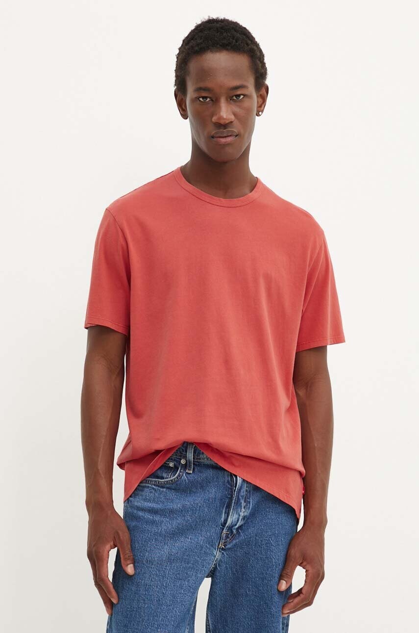 Levi's tricou din bumbac barbati, culoarea rosu, neted, A3756 Levi's tricou din bumbac barbati, culoarea rosu, neted, A3756