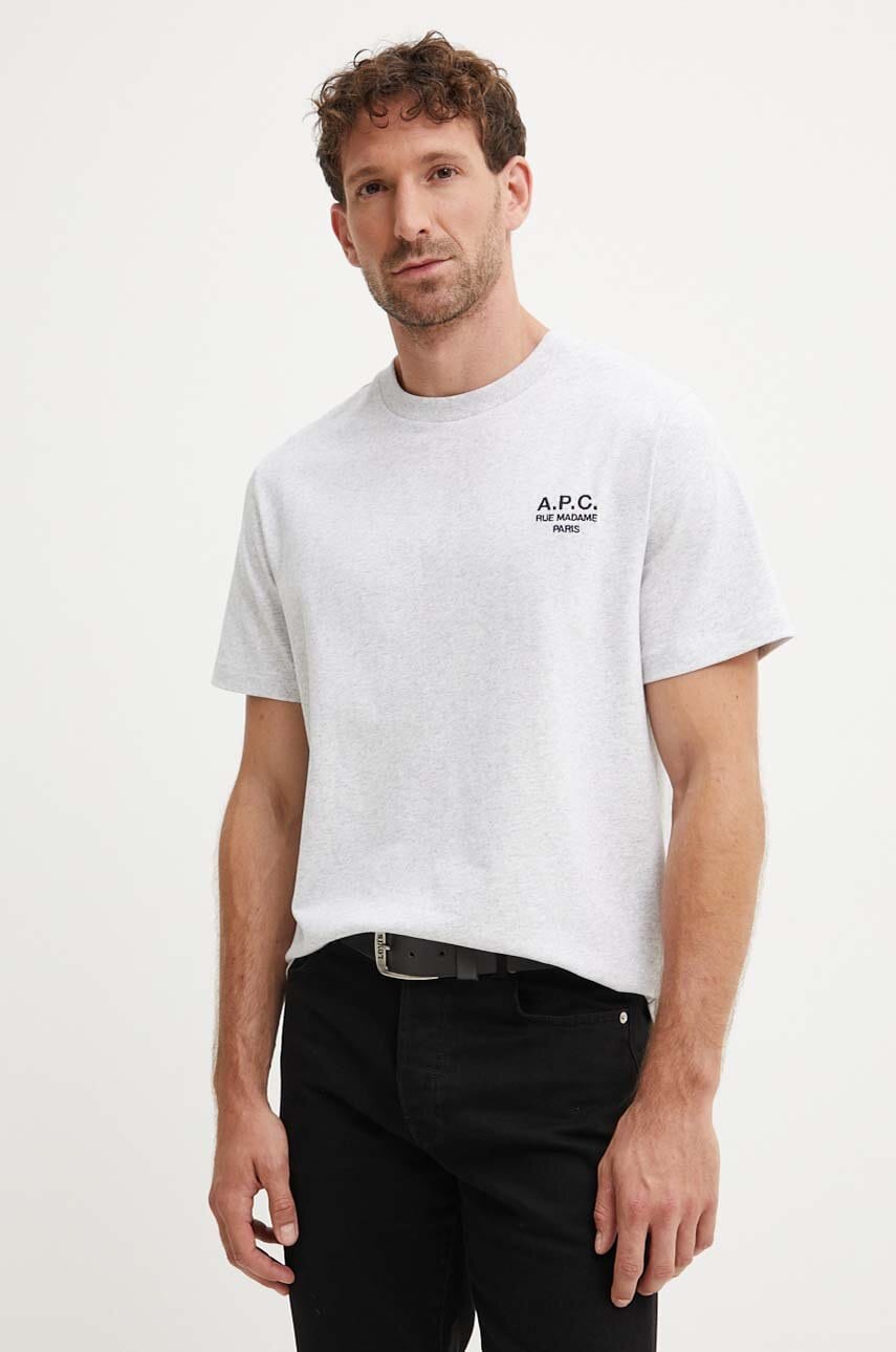 A.P.C. tricou din bumbac standard rue madame GOTS culoarea gri, cu imprimeu, COHBU.M26388