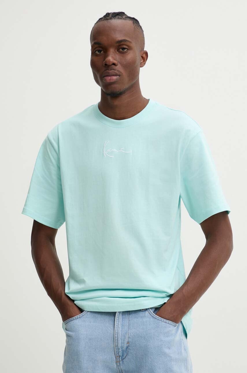 Karl Kani tricou din bumbac barbati, culoarea turcoaz, neted, 60300099