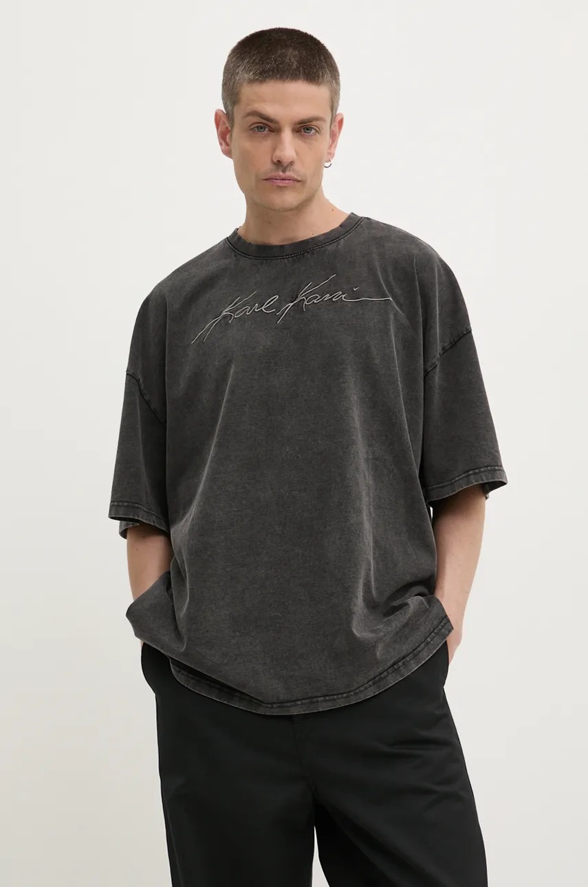 Karl Kani tricou din bumbac barbati, culoarea gri, cu imprimeu, 60300101
