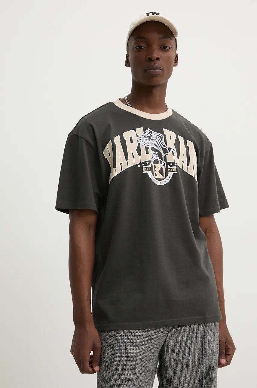 Karl Kani tricou din bumbac barbati, culoarea gri, cu imprimeu, 60300106