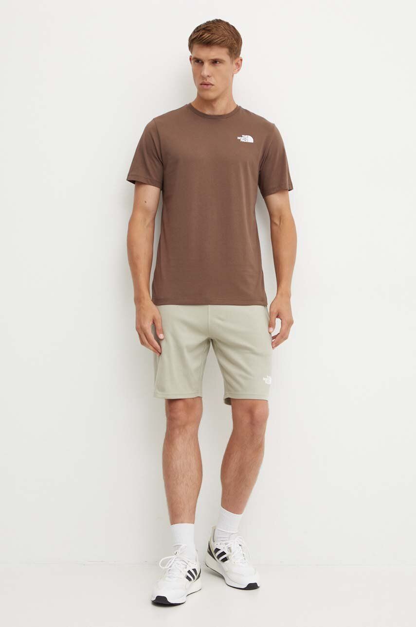 Bombažna Kratka Majica The North Face S/S Redbox Tee Moška, Rjava Barva, NF0A87NP5EX1